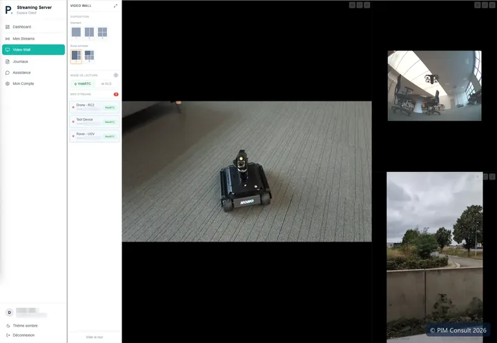 Le mur vidéo sur un écran de poste de commandement